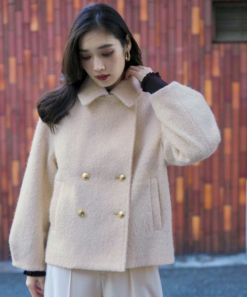 L size ONWARD(大きいサイズ) / エルサイズオンワード ピーコート | 【2WAY】ブークレーシャギーラメ アウター | 詳細2