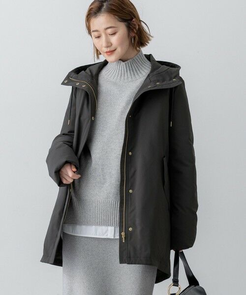 L size ONWARD(大きいサイズ)/エルサイズオンワード 【一部店舗限定/撥水加工】ミリタリー フーデット ダウンコート グレー系 46