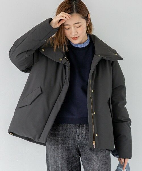 L size ONWARD(大きいサイズ)/エルサイズオンワード 【先行予約/一部店舗限定/撥水加工】ミリタリー Aライン ダウンコート グレー系 46