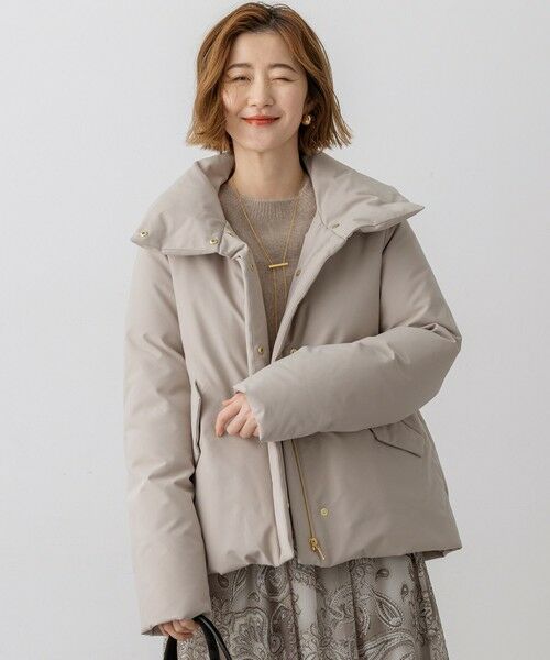 L size ONWARD(大きいサイズ)/エルサイズオンワード 【先行予約/一部店舗限定/撥水加工】ミリタリー Aライン ダウンコート ベージュ系 50