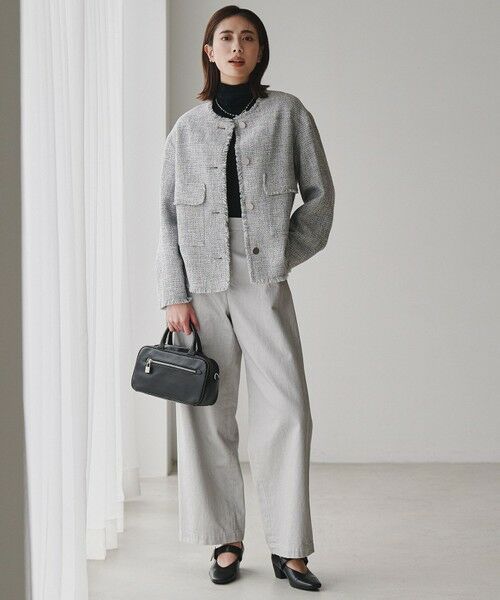 L size ONWARD(大きいサイズ) / エルサイズオンワード ノーカラージャケット | ライトブッチャーツイード ノーカラージャケット | 詳細1