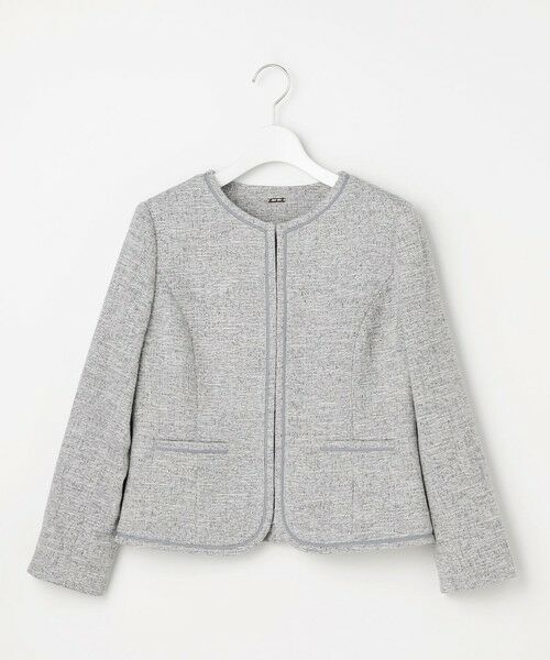 L size ONWARD(大きいサイズ) / エルサイズオンワード ノーカラージャケット | ライトストレッチ ツイード ジャケット | 詳細4