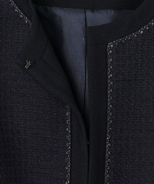 L size ONWARD(大きいサイズ) / エルサイズオンワード ノーカラージャケット | リップルボーダーストレッチ ジャケット | 詳細7