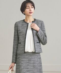 L size ONWARD(大きいサイズ) / エルサイズオンワード ノーカラージャケット | 【セットアップ対応】ライトシャインツイード ノーカラージャケット