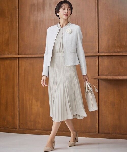 L size ONWARD(大きいサイズ) / エルサイズオンワード ノーカラージャケット | 【セットアップ対応】ライトシャインツイード ノーカラージャケット | 詳細5