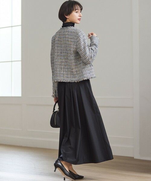 L size ONWARD(大きいサイズ) / エルサイズオンワード ノーカラージャケット | GIOLICAツイード ノーカラー ボタン ジャケット | 詳細19