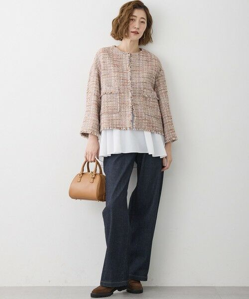 L size ONWARD(大きいサイズ) / エルサイズオンワード ノーカラージャケット | GIOLICAツイード ノーカラー ジャケット | 詳細6