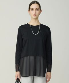 L size ONWARD(大きいサイズ) / エルサイズオンワード カットソー | サテンラッセルコンビ カットソー