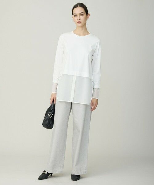 L size ONWARD(大きいサイズ) / エルサイズオンワード カットソー | サテンラッセルコンビ カットソー | 詳細2