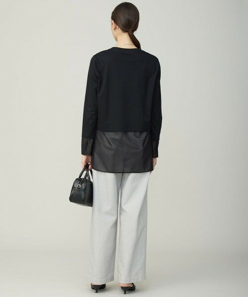 L size ONWARD(大きいサイズ) / エルサイズオンワード カットソー | サテンラッセルコンビ カットソー | 詳細8