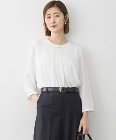 L size ONWARD(大きいサイズ) / エルサイズオンワード シャツ・ブラウス | 【洗える】シルキーデシン バーアクセント ブラウス