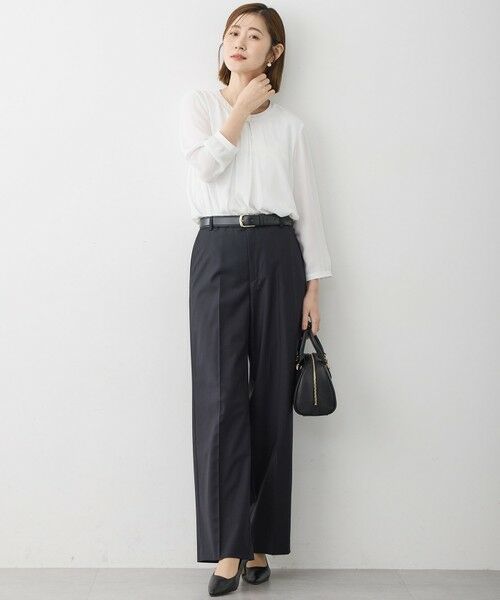 L size ONWARD(大きいサイズ) / エルサイズオンワード シャツ・ブラウス | 【洗える】シルキーデシン バーアクセント ブラウス | 詳細2