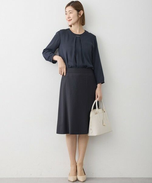 L size ONWARD(大きいサイズ) / エルサイズオンワード シャツ・ブラウス | 【洗える】シルキーデシン バーアクセント ブラウス | 詳細13