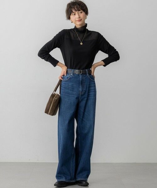 L size ONWARD(大きいサイズ) / エルサイズオンワード カットソー | 【洗える】チュールフライス シアーハイネック カットソー | 詳細3