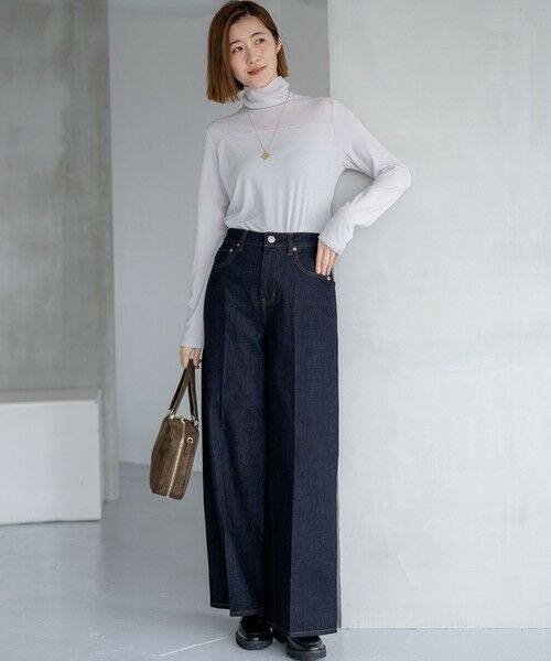 L size ONWARD(大きいサイズ) / エルサイズオンワード カットソー | 【洗える】チュールフライス シアーハイネック カットソー | 詳細7