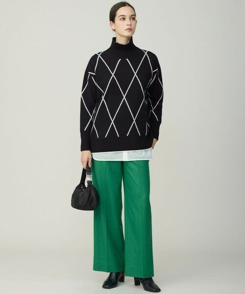 L size ONWARD(大きいサイズ) / エルサイズオンワード ニット・セーター | ソフトカシミヤミックス ダイヤ柄ハイネックニット | 詳細10
