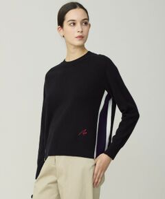 L size ONWARD(大きいサイズ) / エルサイズオンワード ニット・セーター | 【30th ANNIVERSARY】 カシミヤブレンド 配色デザインプルオーバー