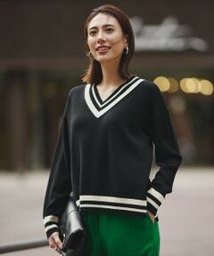 L size ONWARD(大きいサイズ) / エルサイズオンワード ニット・セーター | ハイゲージソフトウール チルデンVネックプルオーバー