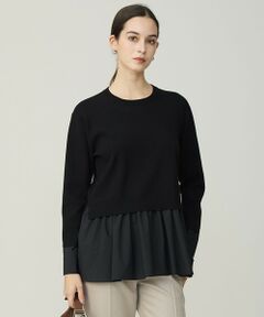 L size ONWARD(大きいサイズ) / エルサイズオンワード ニット・セーター | レーヨンシルクストレッチブレンド ドッキングペプラムプルオーバー