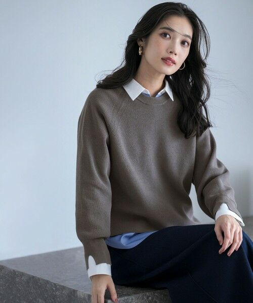 L size ONWARD(大きいサイズ) / エルサイズオンワード ニット・セーター | ニットレイヤード シャツ ツインセット | 詳細1