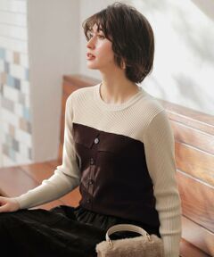 L size ONWARD(大きいサイズ) / エルサイズオンワード ニット・セーター | ビスチェ風 長袖 ニット