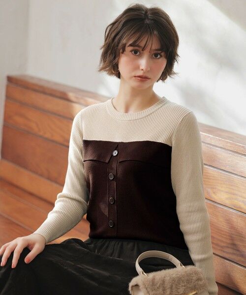 L size ONWARD(大きいサイズ) / エルサイズオンワード ニット・セーター | ビスチェ風 長袖 ニット | 詳細5