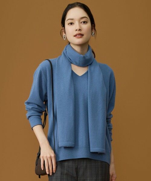 L size ONWARD(大きいサイズ) / エルサイズオンワード ニット・セーター | 【SHIHOさん着用】ウールハイゲージVネック ニット(ターコイズ)