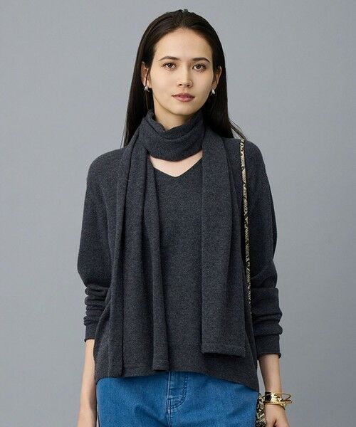 L size ONWARD(大きいサイズ) / エルサイズオンワード ニット・セーター | 【SHIHOさん着用】ウールハイゲージVネック ニット(グレー)