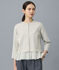 L size ONWARD(大きいサイズ) / エルサイズオンワード カーディガン・ボレロ | 【SHIHOさん着用】ジャカードコンビ カーディガン