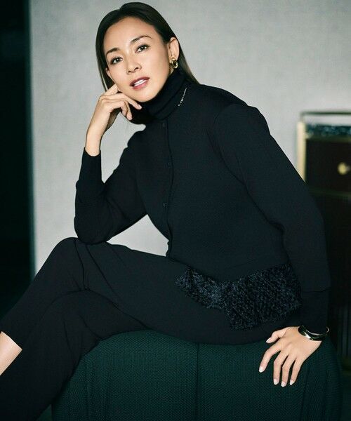 L size ONWARD(大きいサイズ) / エルサイズオンワード カーディガン・ボレロ | 【SHIHOさん着用】ジャカードコンビ カーディガン | 詳細11