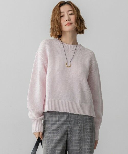 L size ONWARD(大きいサイズ) / エルサイズオンワード ニット・セーター | 【洗える】ウールカシミヤ パフスリーブ ニット(ピンク系)