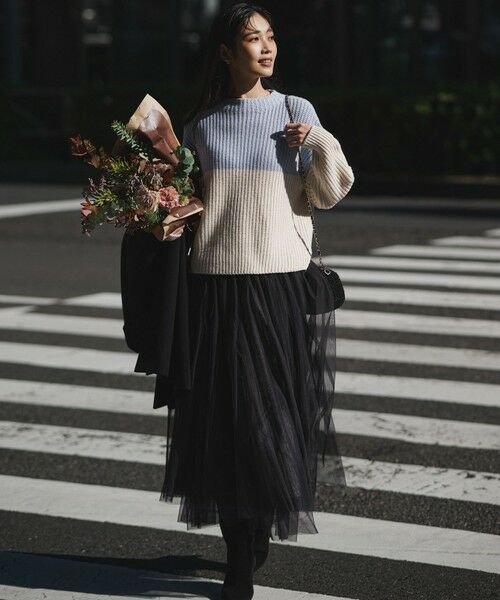 L size ONWARD(大きいサイズ) / エルサイズオンワード ニット・セーター | 【洗える】ウールカシミヤ カラーブロック バルキー ニット | 詳細14