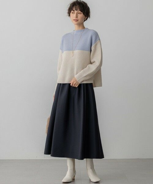 L size ONWARD(大きいサイズ) / エルサイズオンワード ニット・セーター | 【洗える】ウールカシミヤ カラーブロック バルキー ニット | 詳細15