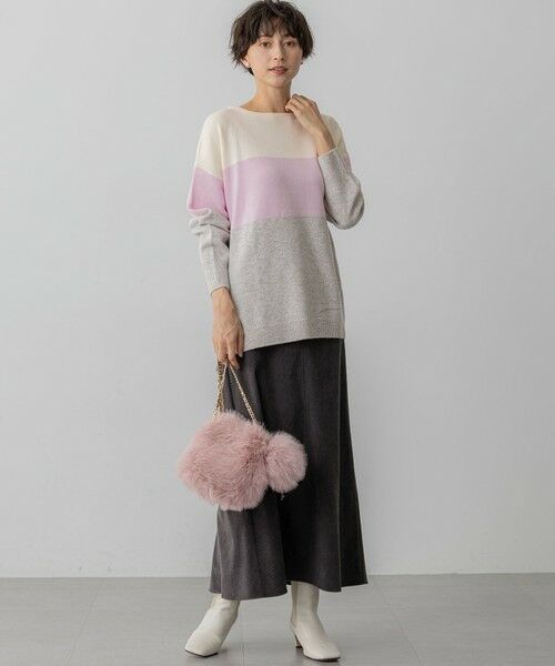 L size ONWARD(大きいサイズ) / エルサイズオンワード ニット・セーター | 【洗える】ウールカシミヤ カラーブロック チュニック ニット | 詳細6