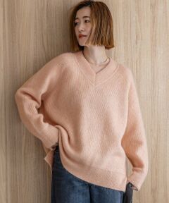 L size ONWARD(大きいサイズ) / エルサイズオンワード ニット・セーター | モヘヤミックススパングル Vネック ニット