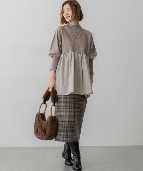 L size ONWARD(大きいサイズ) / エルサイズオンワード ニット・セーター | 【洗える】ギャザープルオーバー コンビ ニット | 詳細4