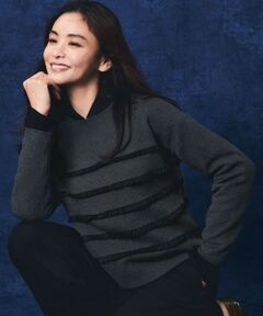 L size ONWARD(大きいサイズ) / エルサイズオンワード ニット・セーター | 【WEB&一部店舗限定/滝沢眞規子さん着用】フリルボーダー ニット