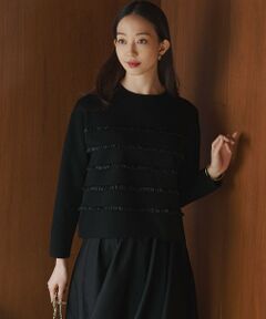 L size ONWARD(大きいサイズ) / エルサイズオンワード ニット・セーター | 【WEB&一部店舗限定/滝沢眞規子さん着用】フリルボーダー ニット