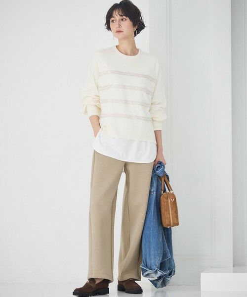 L size ONWARD(大きいサイズ) / エルサイズオンワード ニット・セーター | 【WEB&一部店舗限定/滝沢眞規子さん着用】ビジューボーダー ニット | 詳細2