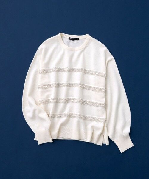 L size ONWARD(大きいサイズ) / エルサイズオンワード ニット・セーター | 【WEB&一部店舗限定/滝沢眞規子さん着用】ビジューボーダー ニット | 詳細4