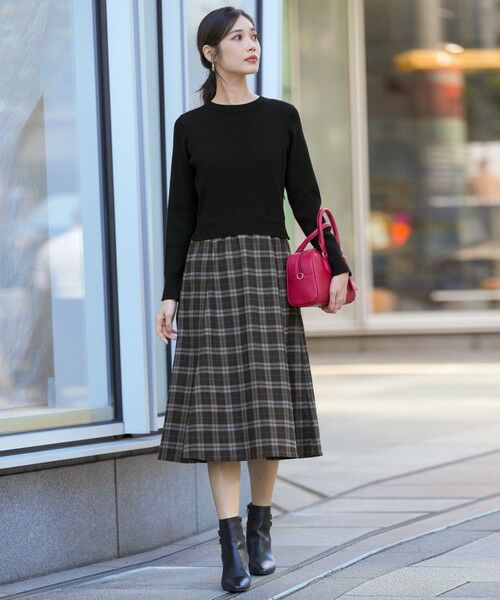 L size ONWARD(大きいサイズ) / エルサイズオンワード ロング・マキシ丈ワンピース | ドッキングニット ワンピース | 詳細2