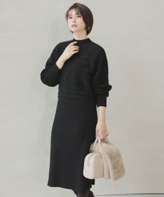 L size ONWARD(大きいサイズ) / エルサイズオンワード ミニ丈・ひざ丈ワンピース | 【2SET】ニット ボレロ × ワンピース セット