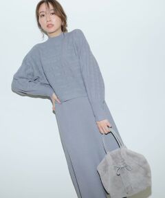 L size ONWARD(大きいサイズ) / エルサイズオンワード ミニ丈・ひざ丈ワンピース | 【2SET】ニット ボレロ × ワンピース セット