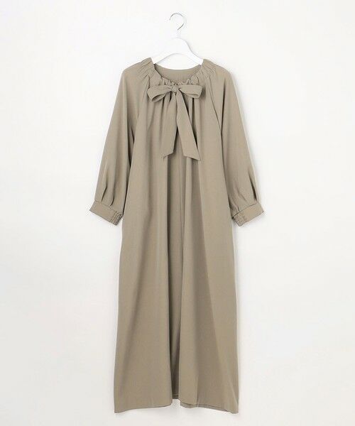 L size ONWARD(大きいサイズ) / エルサイズオンワード ロング・マキシ丈ワンピース | 【SHIHOさん着用】TWドレープツイル3WAYボウタイ ワンピース | 詳細4