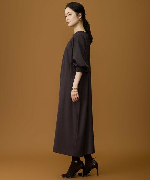 L size ONWARD(大きいサイズ) / エルサイズオンワード ロング・マキシ丈ワンピース | 【SHIHOさん着用】TWドレープツイル3WAYボウタイ ワンピース | 詳細16