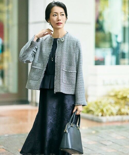 L size ONWARD(大きいサイズ) / エルサイズオンワード ロング・マキシ丈ワンピース | 【17号サイズまで展開・カタログ掲載】フラワーオパールプリント ワンピース | 詳細1