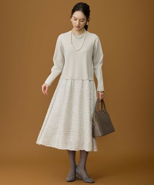 L size ONWARD(大きいサイズ) / エルサイズオンワード ロング・マキシ丈ワンピース | 【カタログ掲載】ジャカードコンビ ワンピース | 詳細1