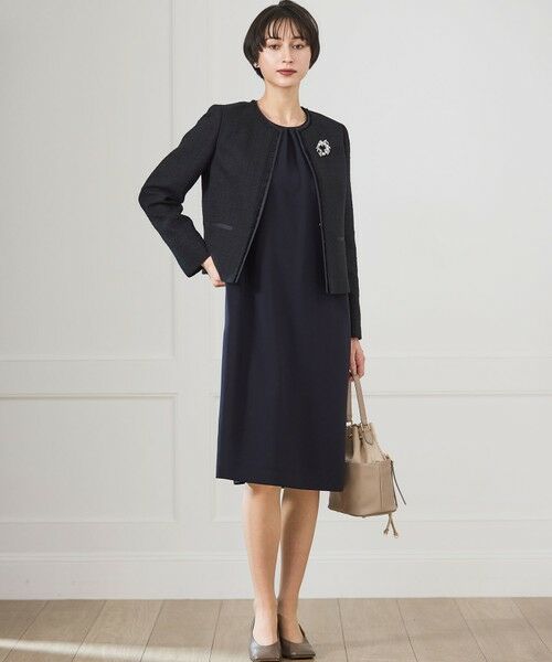 L size ONWARD(大きいサイズ) / エルサイズオンワード ドレス | 【セットアップ対応/洗える】トリアセダブルジョーゼット シフォンスリーブ ワンピース | 詳細3