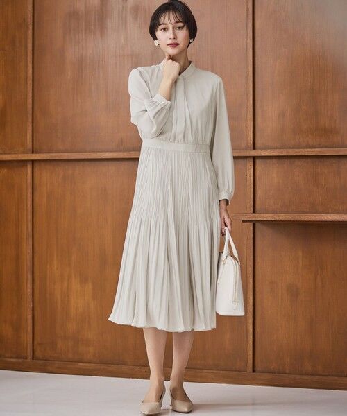 L size ONWARD(大きいサイズ) / エルサイズオンワード ドレス | 【洗える】クリスタルアムンゼン ウエスト切り替え ワンピース | 詳細1