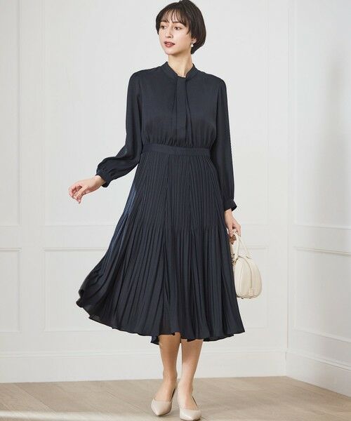 L size ONWARD(大きいサイズ) / エルサイズオンワード ドレス | 【洗える】クリスタルアムンゼン ウエスト切り替え ワンピース | 詳細12